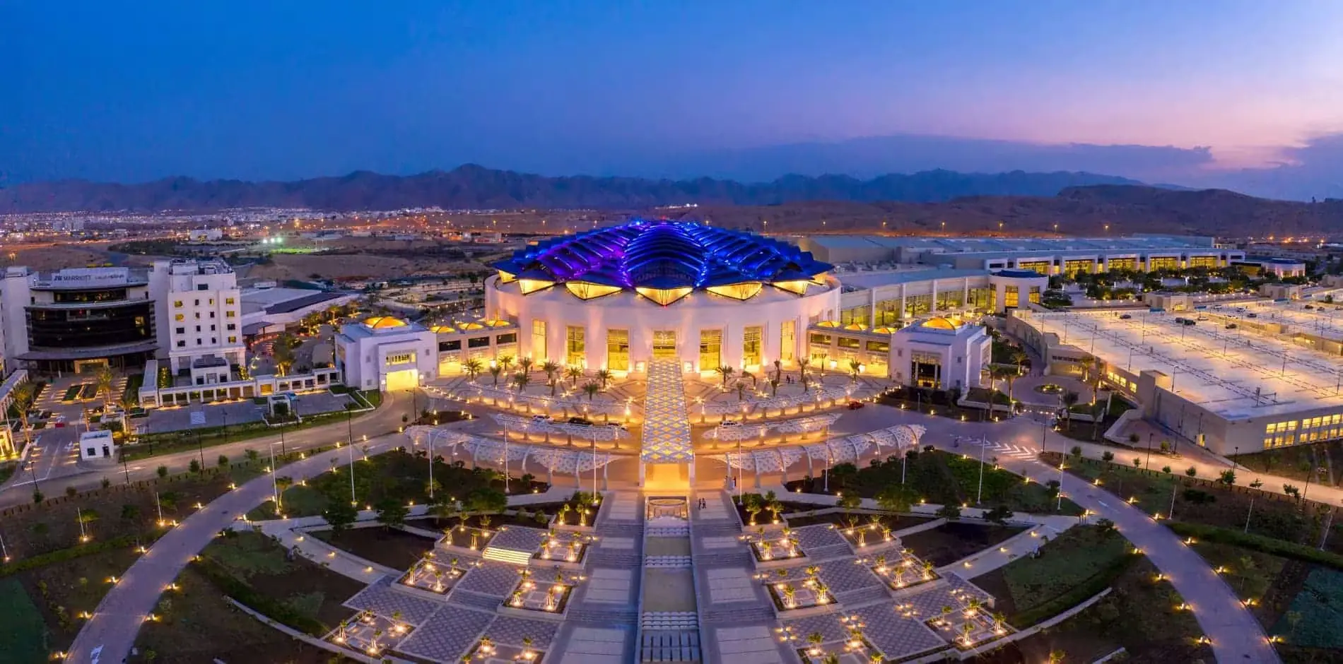 Oman Convention & Exhibition Centre at dusk